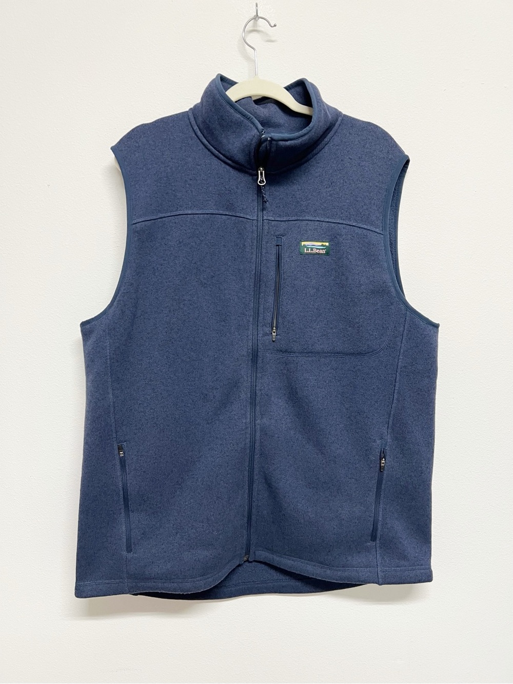 LL Bean Mens Classic Navy Slightly Fitted Fleece Full Zip Vest Size XL Tall
